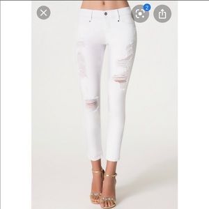 Ripped White Bebe Jeans